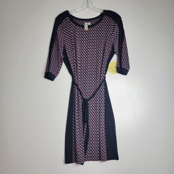 EMMA & Michele Womens A Line Dress Black Geometric Print Size M - Picture 2 of 7